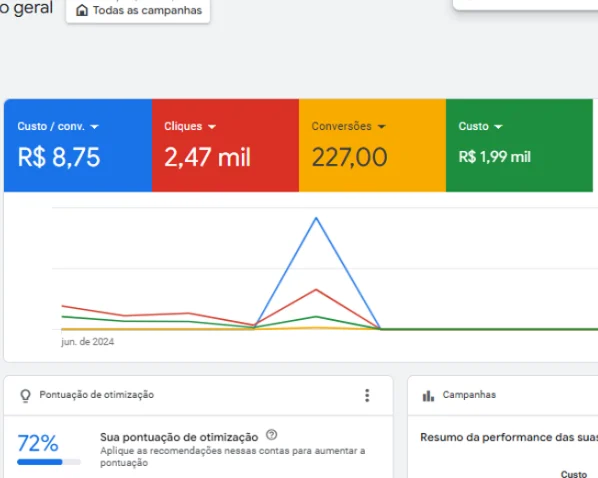 Resultado de tráfego pago – Google Ads